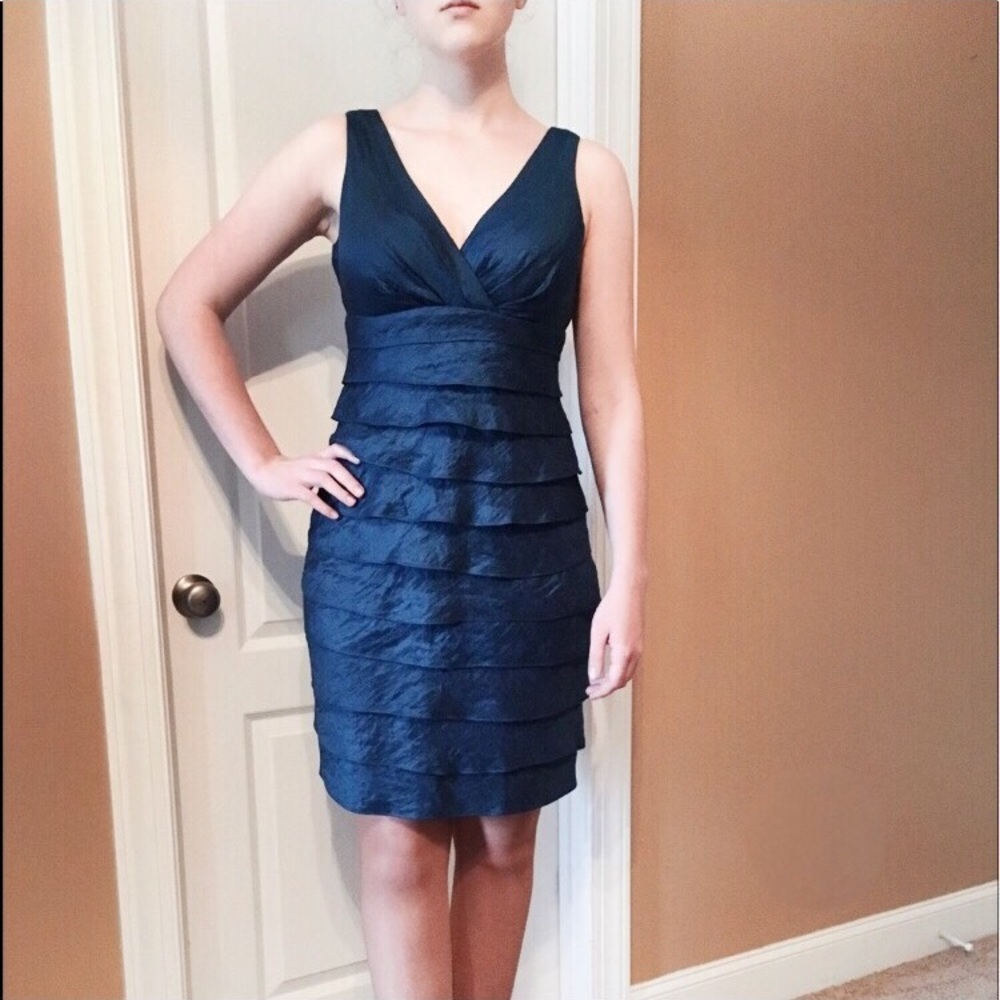 Classy Royal Blue Ruffled Dress